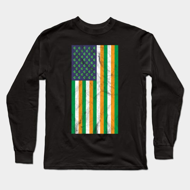 USA and Irish Flag Mashup Long Sleeve T-Shirt by Swagazon